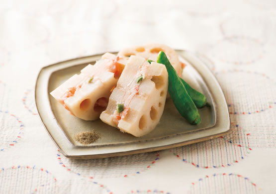 蓮根の海老はさみ蒸し クイジナート レシピサイト Cuisinart Recipes